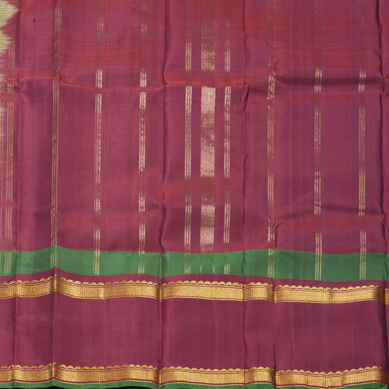 Hayagrivas Handloom Lemon Yellow Kanjivaram Silk Saree with Maroon Border KBF581G12-1