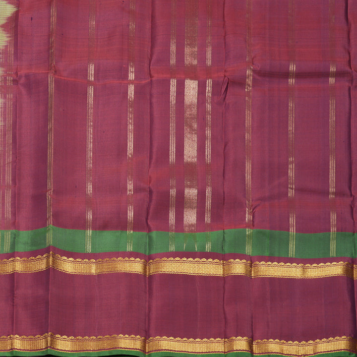 Hayagrivas Handloom Lemon Yellow Kanjivaram Silk Saree with Maroon Border KBF581G12-1