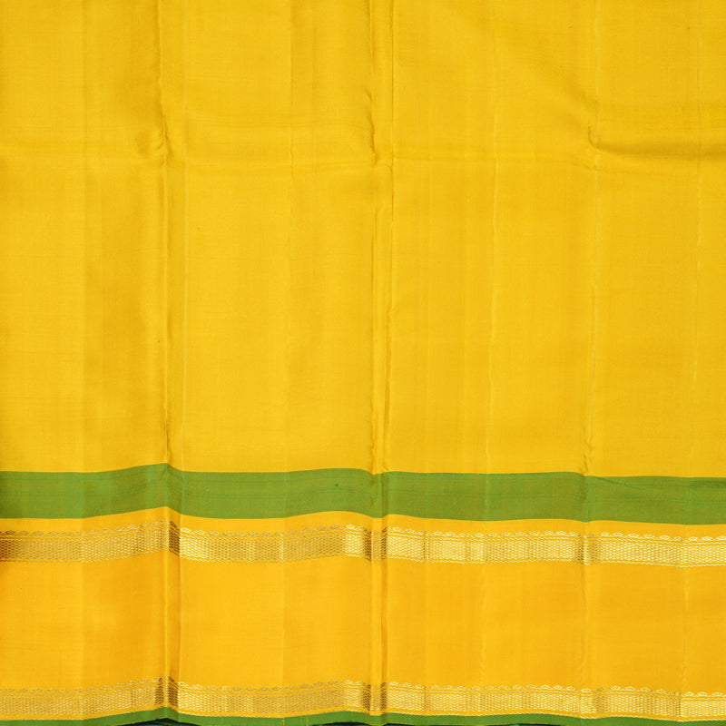 Hayagrivas Handloom MS Blue Kanjivaram Silk Saree with Yellow Border KBF581G12-6