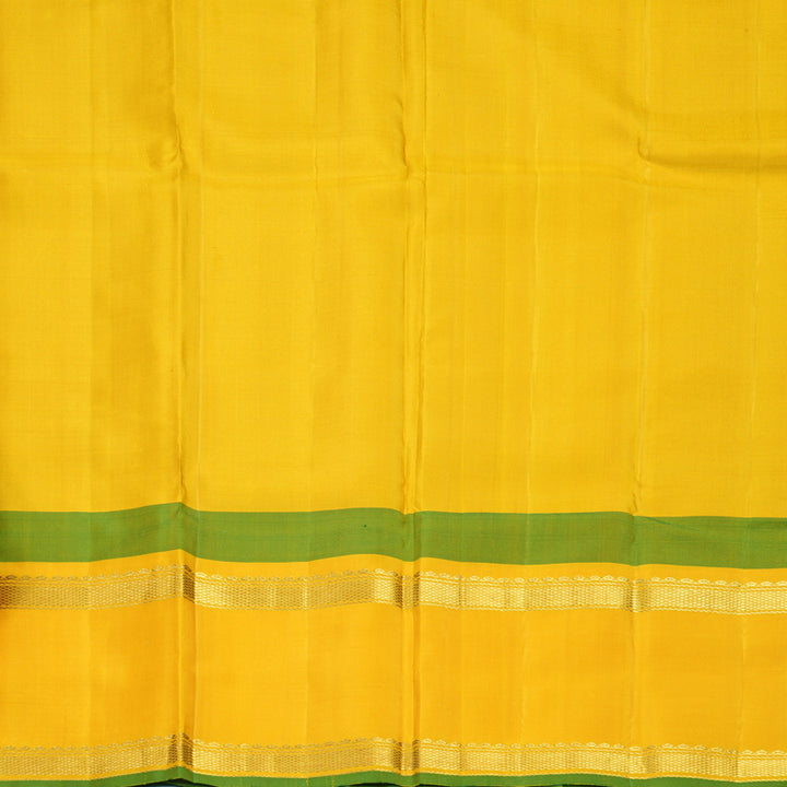 Hayagrivas Handloom MS Blue Kanjivaram Silk Saree with Yellow Border KBF581G12-6