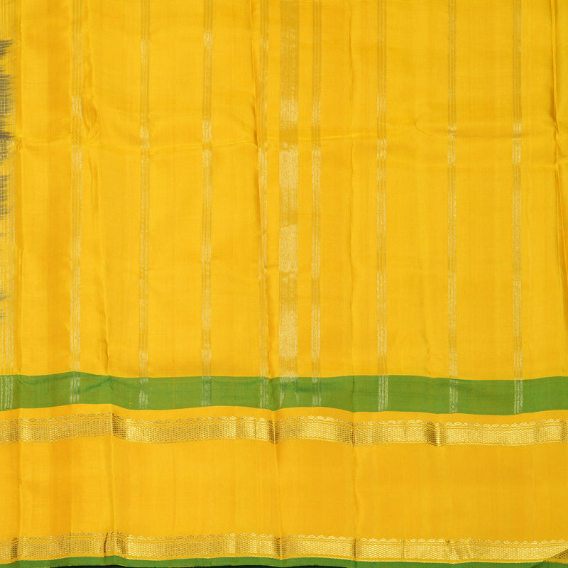 Hayagrivas Handloom MS Blue Kanjivaram Silk Saree with Yellow Border KBF581G12-6
