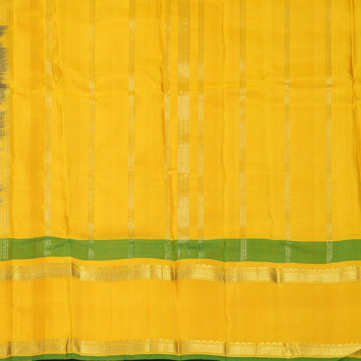 Hayagrivas Handloom MS Blue Kanjivaram Silk Saree with Yellow Border KBF581G12-6