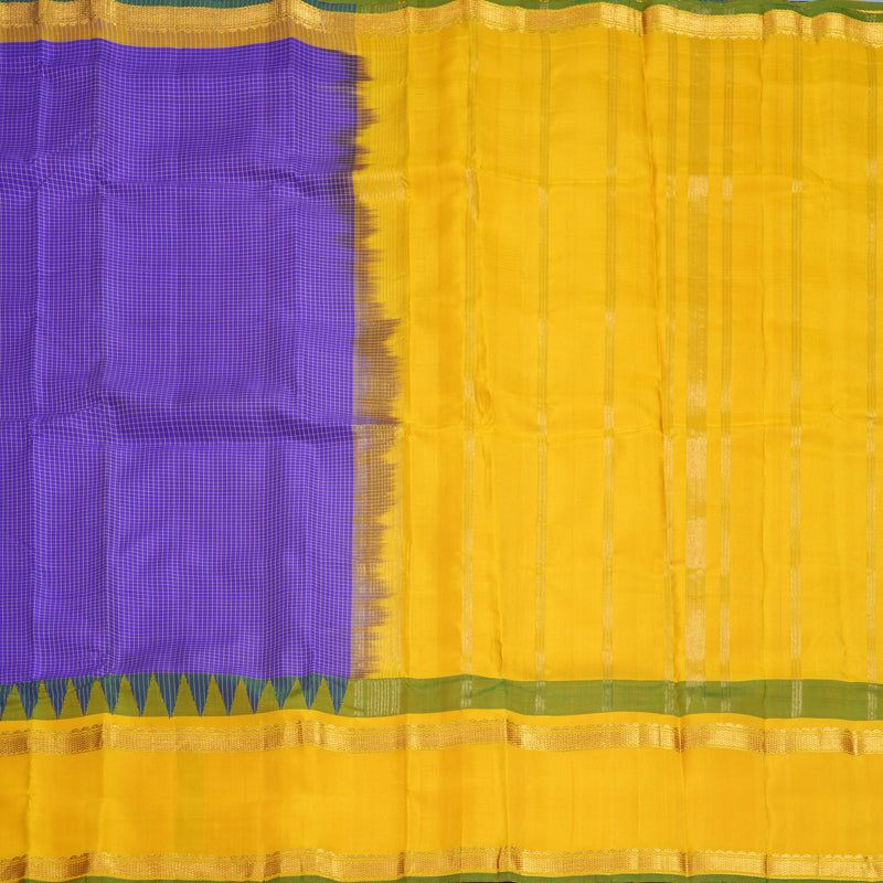 Hayagrivas Handloom MS Blue Kanjivaram Silk Saree with Yellow Border KBF581G12-6