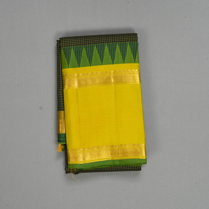 Hayagrivas Handloom Black Kanjivaram Silk Saree with Lemon Yellow Border KBF581G12-8
