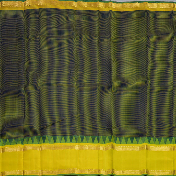 Hayagrivas Handloom Black Kanjivaram Silk Saree with Lemon Yellow Border KBF581G12-8