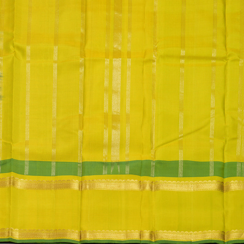 Hayagrivas Handloom Black Kanjivaram Silk Saree with Lemon Yellow Border KBF581G12-8