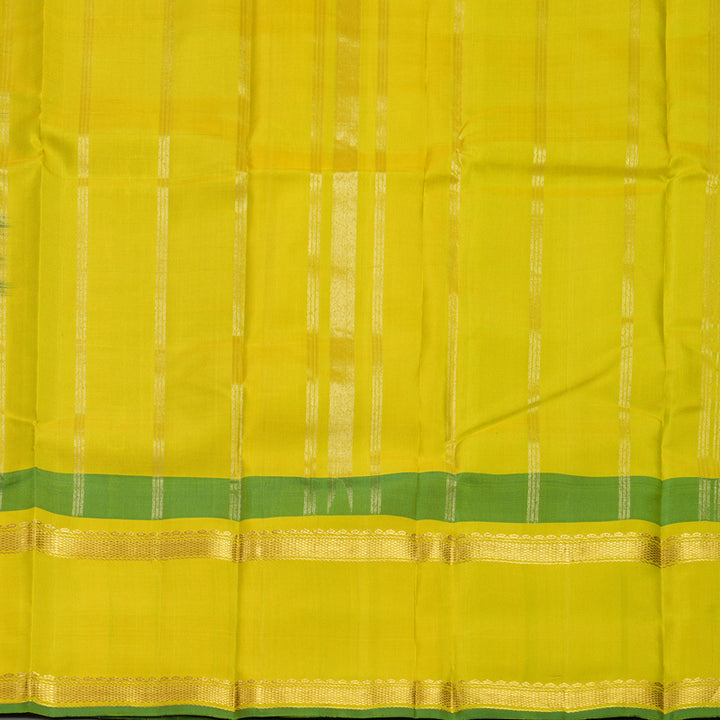 Hayagrivas Handloom Black Kanjivaram Silk Saree with Lemon Yellow Border KBF581G12-8