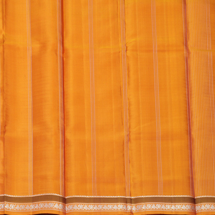 Hayagrivas Handloom Red Kanjivaram Silk Saree with Golden Orange Border KBF581G3-3