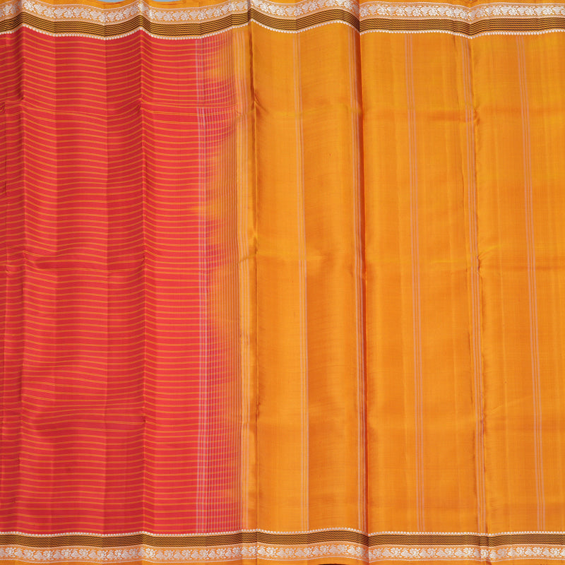 Hayagrivas Handloom Red Kanjivaram Silk Saree with Golden Orange Border KBF581G3-3
