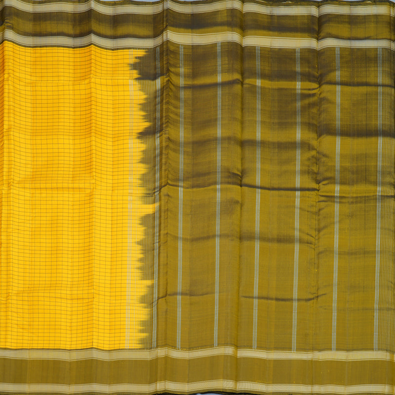Hayagrivas Handloom Yellow Kanjivaram Silk Saree with Olive Green Border KBF581G4-2
