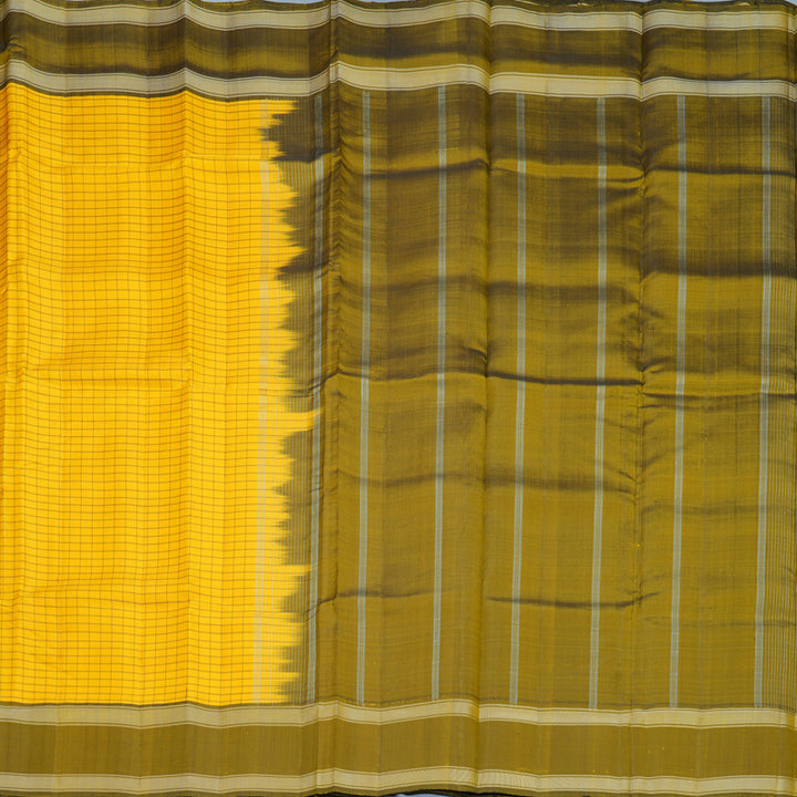 Hayagrivas Handloom Yellow Kanjivaram Silk Saree with Olive Green Border KBF581G4-2