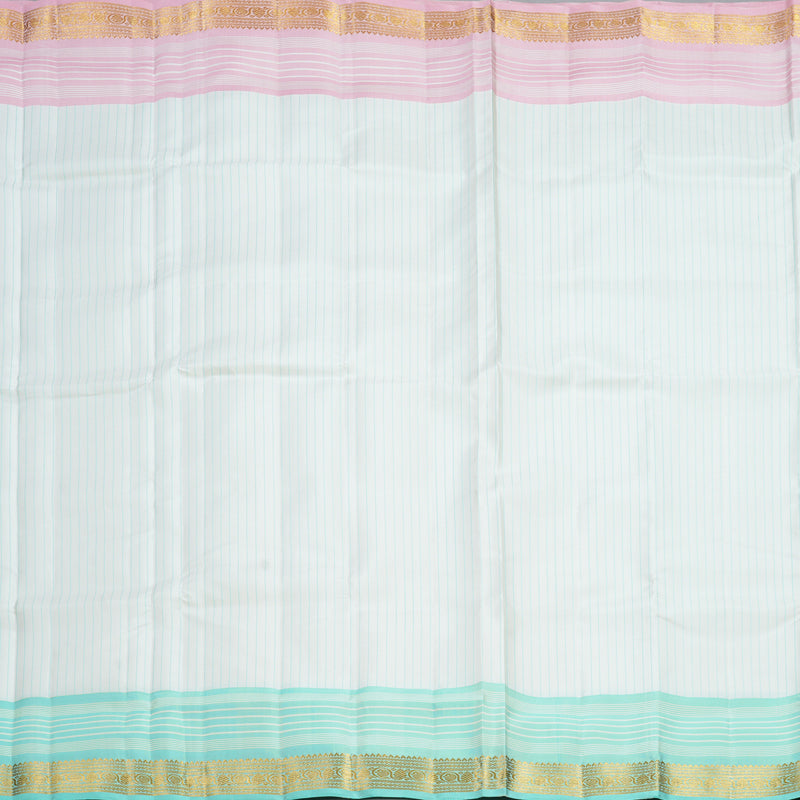 Hayagrivas Handloom Half-White Kanjivaram Silk Saree with Ganga Jamuna Border KBF581G5-1