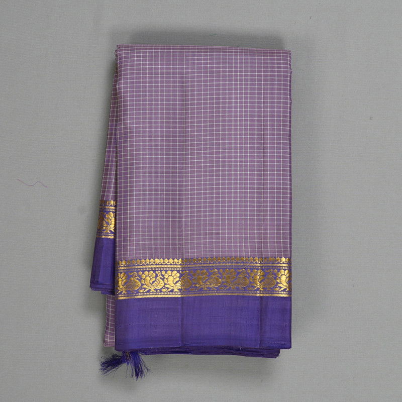 Hayagrivas Handloom Lavender Kanjivaram Silk Saree with Purple Border KBF581G8-4