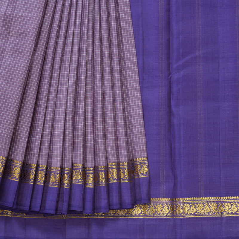 Hayagrivas Handloom Lavender Kanjivaram Silk Saree with Purple Border KBF581G8-4