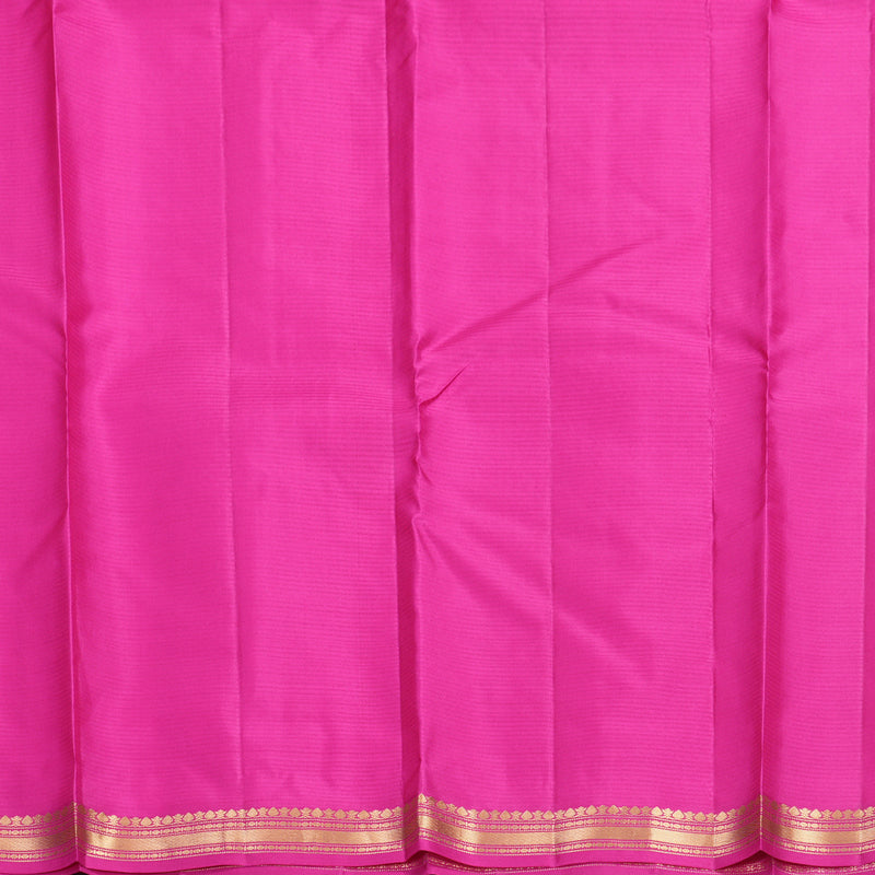 Hayagrivas Handloom Orangish-Pink Kanjivaram Silk Saree with Rani Pink Border KBF582G1-11