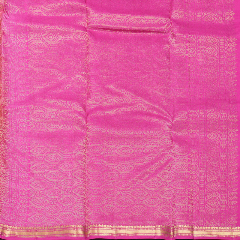 Hayagrivas Handloom Orangish-Pink Kanjivaram Silk Saree with Rani Pink Border KBF582G1-11
