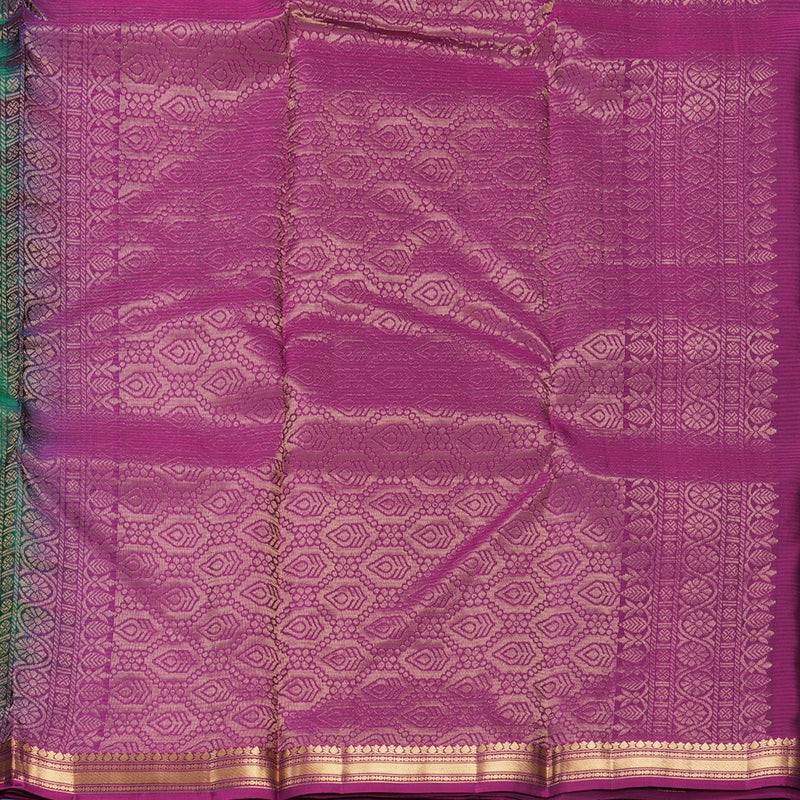 Hayagrivas Handloom Bottle Green Kanjivaram Silk Saree with Purple Border KBF582G1-3