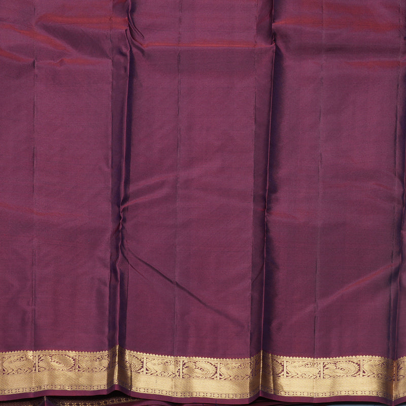 Hayagrivas Handloom Teal Green Kanjivaram Silk Saree with Burgundy Border KBF582G5-11