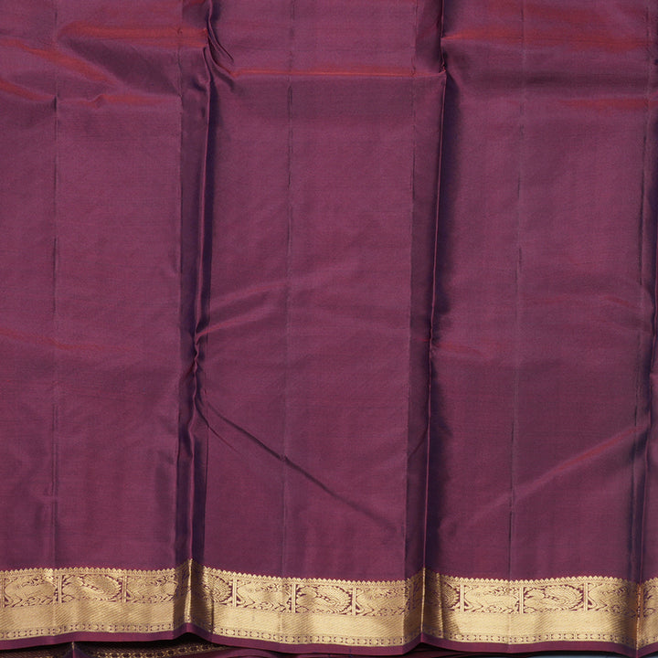 Hayagrivas Handloom Teal Green Kanjivaram Silk Saree with Burgundy Border KBF582G5-11