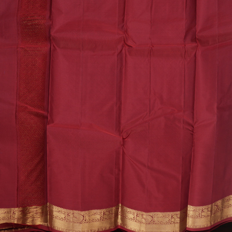 Hayagrivas Handloom Manthalir Green Kanjivaram Silk Saree with Maroon Border KBF582G5-9