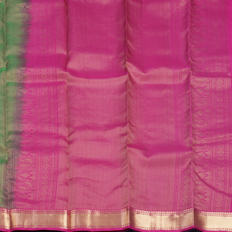 Hayagrivas Handloom Aqua Green Kanjivaram Silk Saree with Purple Border KBF582G6-1