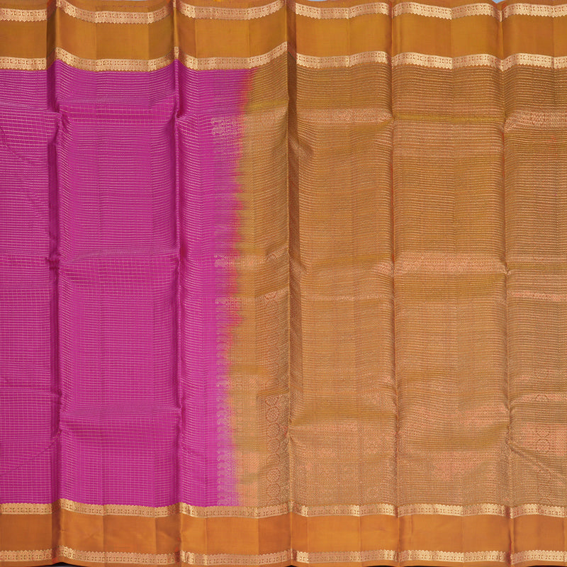 Hayagrivas Handloom Pink Kanjivaram Silk Saree with Orange Border KBF582G7-1