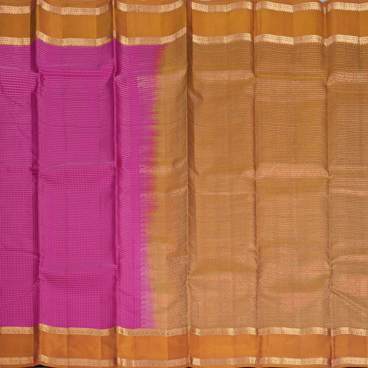 Hayagrivas Handloom Pink Kanjivaram Silk Saree with Orange Border KBF582G7-1