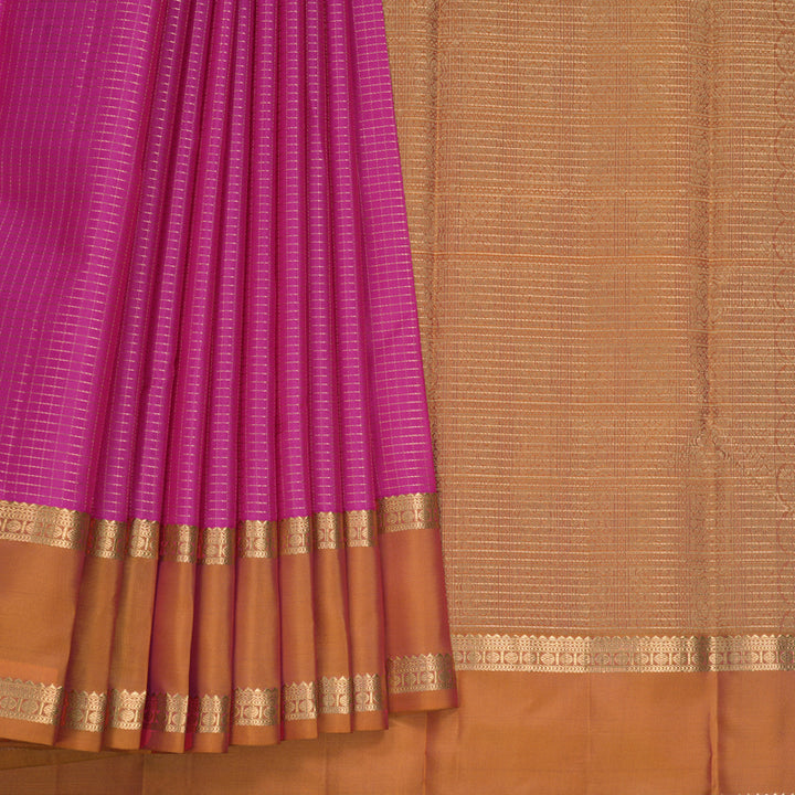 Hayagrivas Handloom Pink Kanjivaram Silk Saree with Orange Border KBF582G7-1