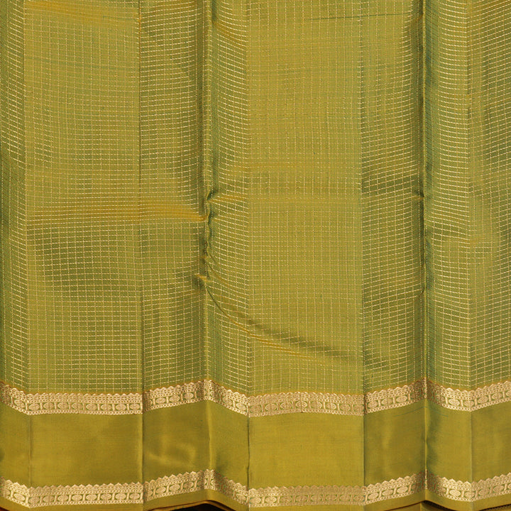 Hayagrivas Handloom Green Kanjivaram Silk Saree with Manthalir Green Border KBF582G7-4