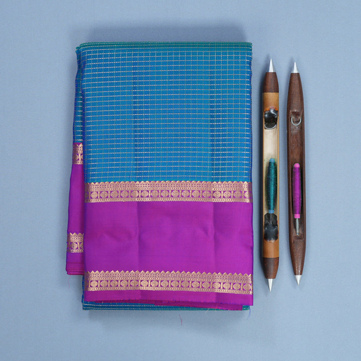 Hayagrivas Handloom Mayilkazhuthu Kanjivaram Silk Saree with Purple Border KBF582G7-8