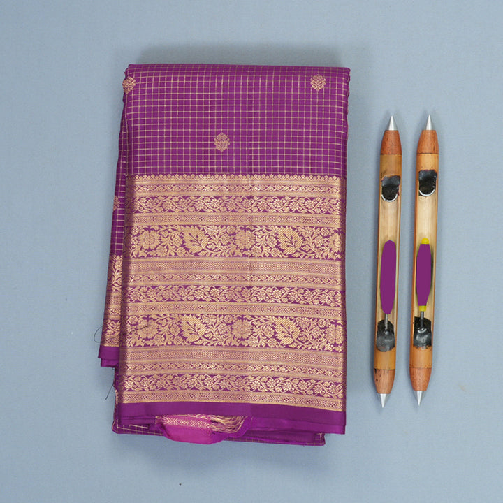 Hayagrivas Handloom Purple Kanjivaram Silk Saree KBF582G9-1