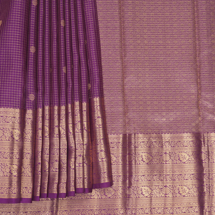Hayagrivas Handloom Purple Kanjivaram Silk Saree KBF582G9-1