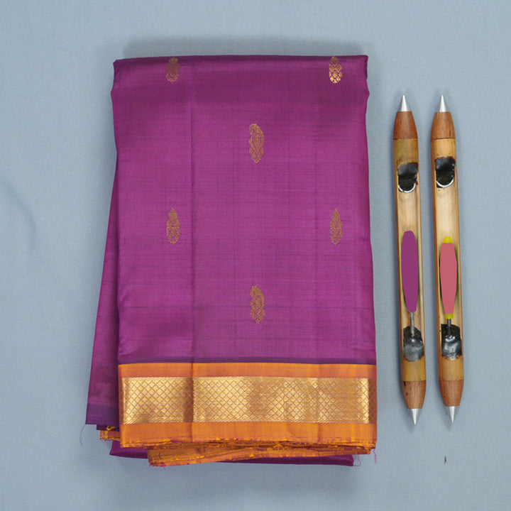 Hayagrivas Vadamalli Purple Pure One-sided border Kanjivaram Silk Saree KBF584G3-1