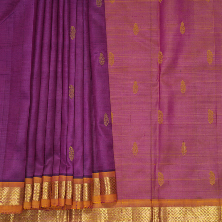Hayagrivas Vadamalli Purple Pure One-sided border Kanjivaram Silk Saree KBF584G3-1