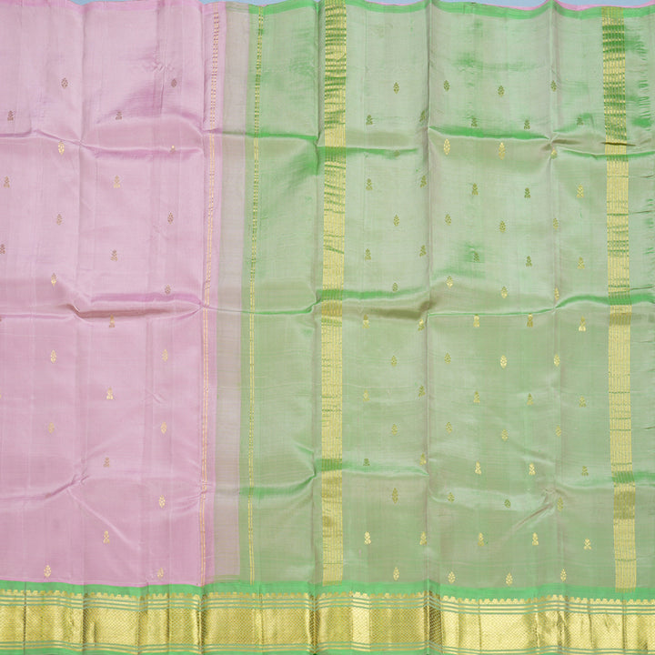Hayagrivas Onion Pink Pure One-sided Border Kanjivaram Silk Saree KBF584G4-42