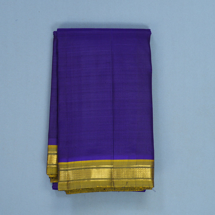 Hayagrivas Handloom Ink Blue Kanjivaram Silk Saree with Olive Green Border KBF584G7-1
