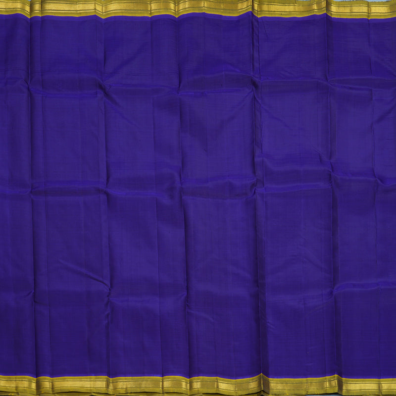 Hayagrivas Handloom Ink Blue Kanjivaram Silk Saree with Olive Green Border KBF584G7-1