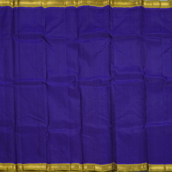 Hayagrivas Handloom Ink Blue Kanjivaram Silk Saree with Olive Green Border KBF584G7-1