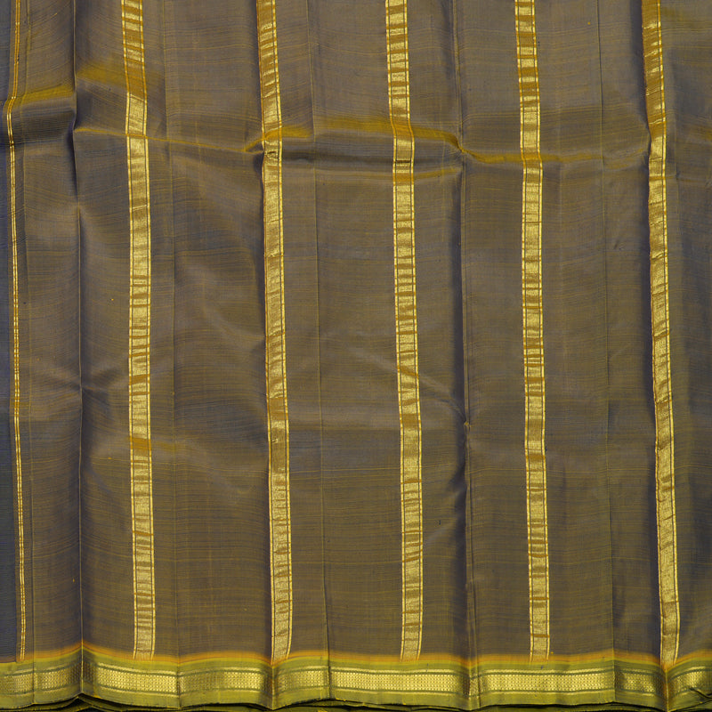 Hayagrivas Handloom Ink Blue Kanjivaram Silk Saree with Olive Green Border KBF584G7-1