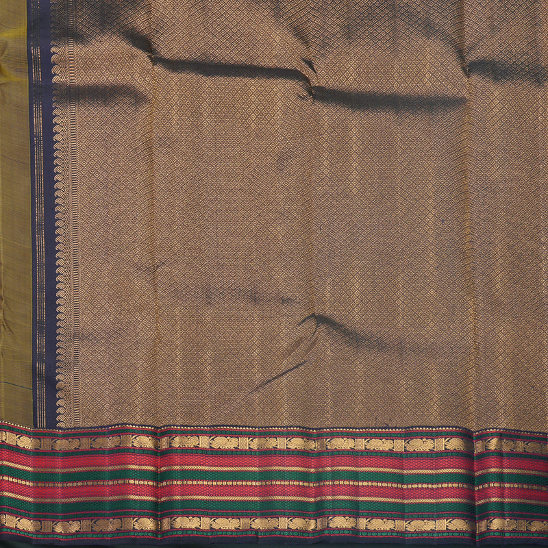Hayagrivas Handloom Yellow Kanjivaram Silk Saree with Deep Wine Border KBF586G1-1