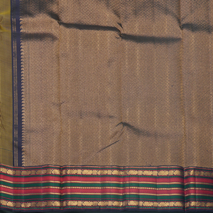 Hayagrivas Handloom Yellow Kanjivaram Silk Saree with Deep Wine Border KBF586G1-1