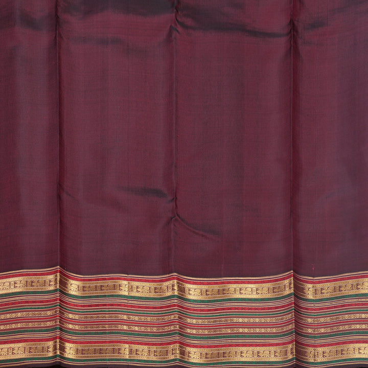 Hayagrivas Handloom Elephant Grey Kanjivaram Silk Saree with Dark Maroon Border KBF586G2-1
