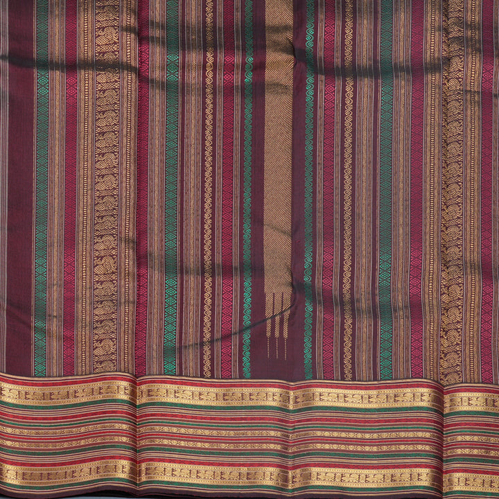 Hayagrivas Handloom Elephant Grey Kanjivaram Silk Saree with Dark Maroon Border KBF586G2-1
