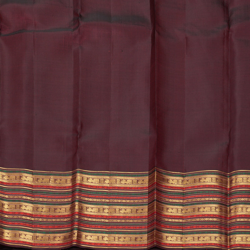 Hayagrivas Handloom Bottle Green Kanjivaram Silk Saree with Araku Maroon Border KBF586G3-1
