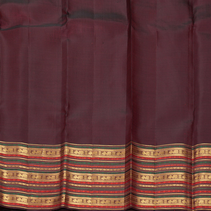Hayagrivas Handloom Bottle Green Kanjivaram Silk Saree with Araku Maroon Border KBF586G3-1
