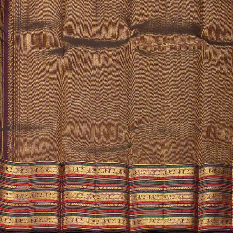 Hayagrivas Handloom Bottle Green Kanjivaram Silk Saree with Araku Maroon Border KBF586G3-1
