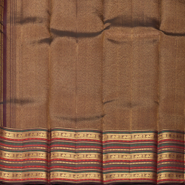 Hayagrivas Handloom Bottle Green Kanjivaram Silk Saree with Araku Maroon Border KBF586G3-1