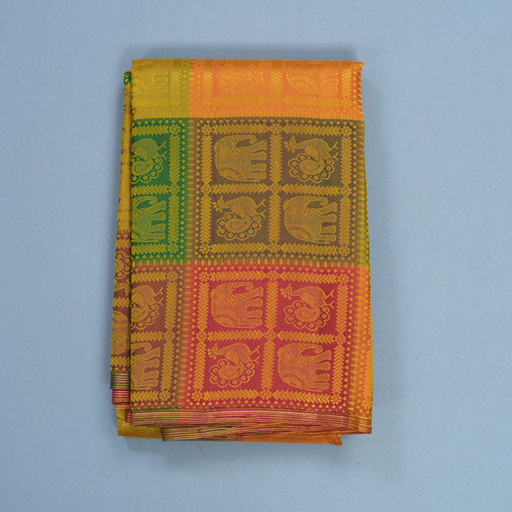Hayagrivas Handloom Multicolour Checks Kanjivaram Silk Saree KBF587G2-1