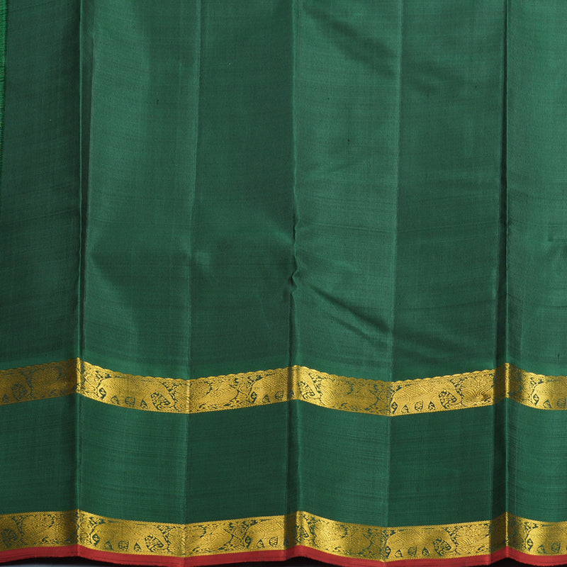 Hayagrivas Handloom Pista Green Kanjivaram Silk Saree with Dark Green Border KBF587G6-1