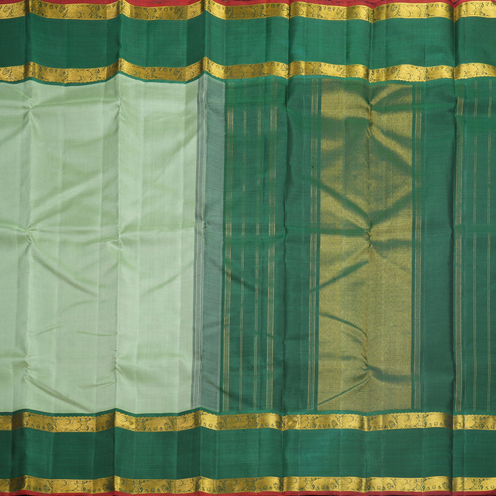 Hayagrivas Handloom Pista Green Kanjivaram Silk Saree with Dark Green Border KBF587G6-1